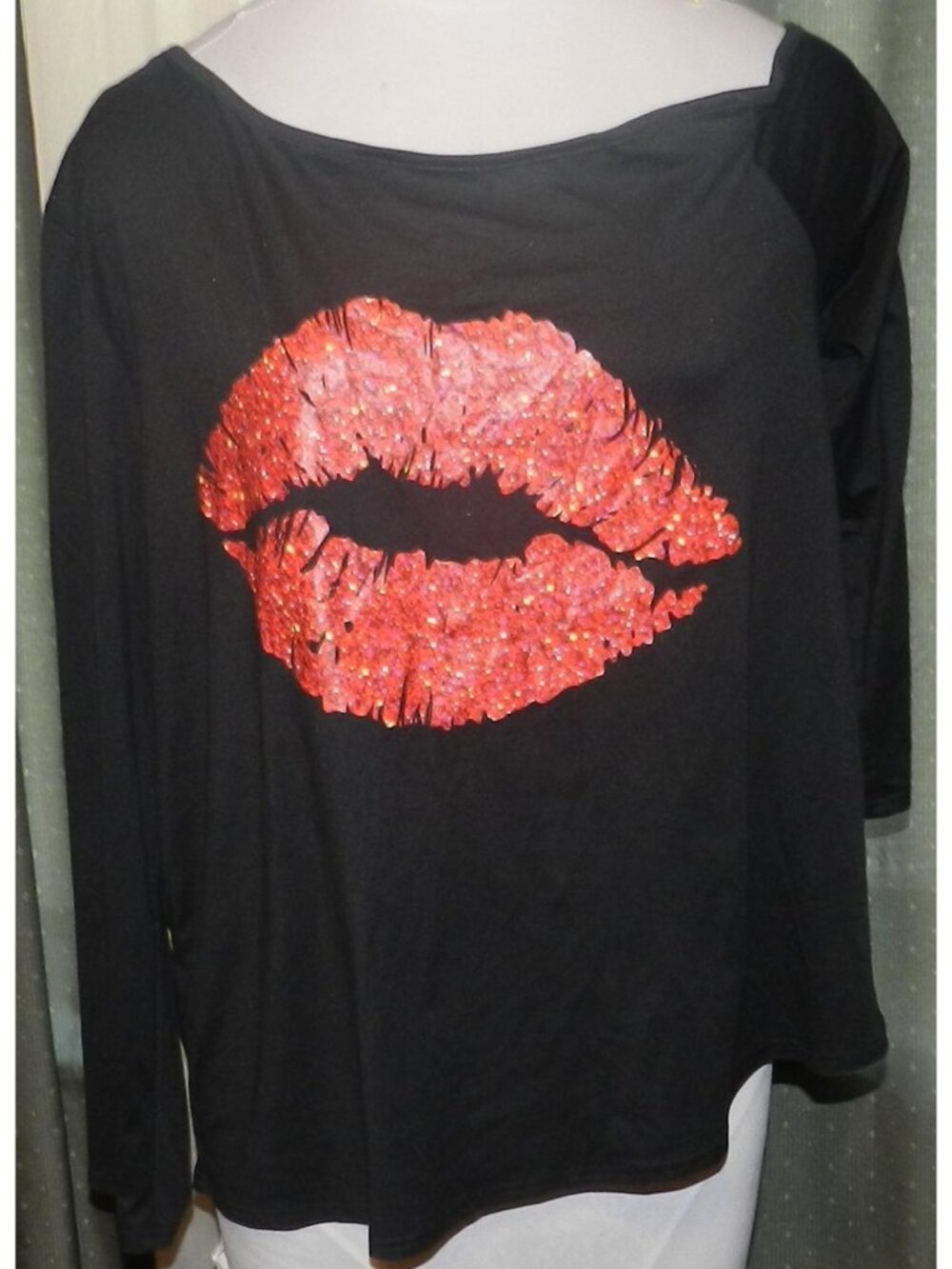 Shien size 2XL stretch blend lips top hanging shoulders pull over plus size